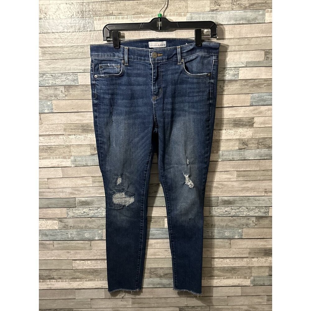 Women’s the loft denim jeans dark wash skinny leg size 10
